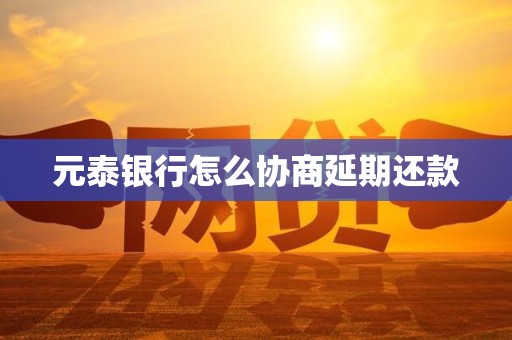 元泰银行怎么协商延期还款