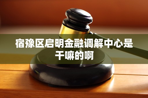 宿豫区启明金融调解中心是干嘛的啊 宿豫区启明金融调解中心是干嘛的啊
