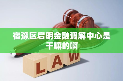 宿豫区启明金融调解中心是干嘛的啊 宿豫区启明金融调解中心是干嘛的啊