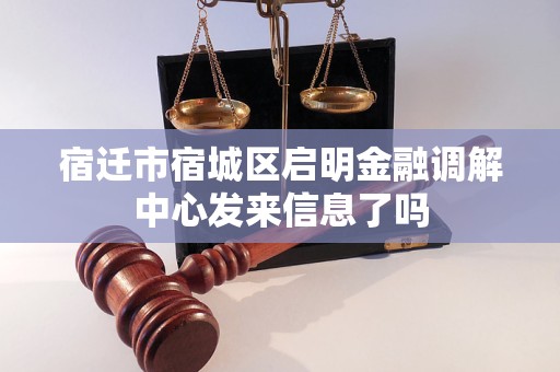 宿迁市宿城区启明金融调解中心发来信息了吗