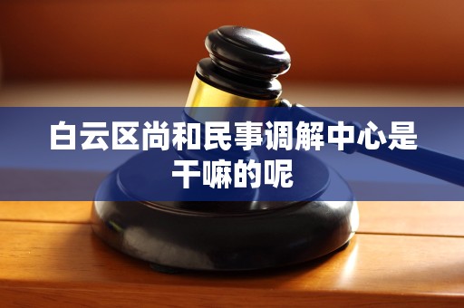 白云区尚和民事调解中心是干嘛的呢