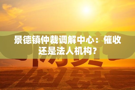景德镇仲裁调解中心:催收还是法人机构? 景德镇仲裁调解中心:催收还是法人机构?