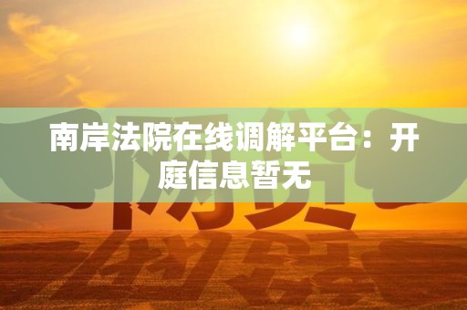 南岸法院在线调解平台：开庭信息暂无