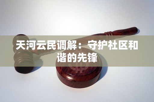 天河云民调解：守护社区和谐的先锋