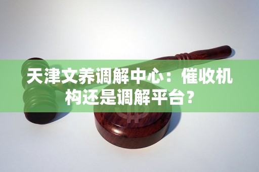 天津文养调解中心：催收机构还是调解平台？