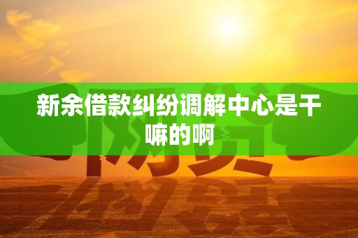 新余借款纠纷调解中心是干嘛的啊 新余借款纠纷调解中心是干嘛的啊