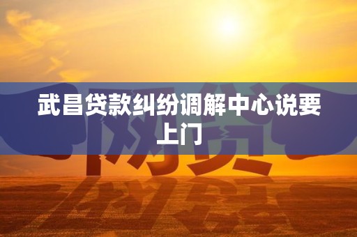 武昌贷款纠纷调解中心说要上门 武昌贷款纠纷调解中心说要上门