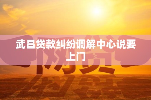 武昌贷款纠纷调解中心说要上门 武昌贷款纠纷调解中心说要上门