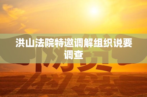 洪山法院特邀调解组织说要调查 洪山法院特邀调解组织说要调查