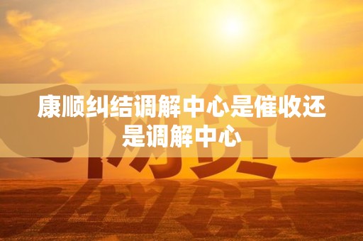 康顺纠结调解中心是催收还是调解中心