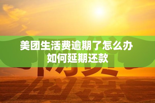 美团生活费逾期了怎么办 如何延期还款 美团生活费逾期了怎么办 如何延期还款
