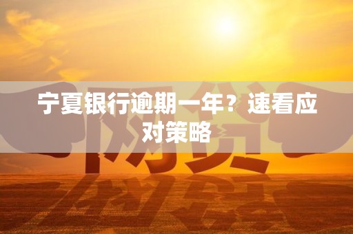 宁夏银行逾期一年？速看应对策略