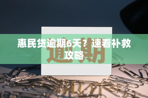 惠民贷逾期6天？速看补救攻略