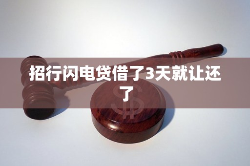 招行闪电贷借了3天就让还了