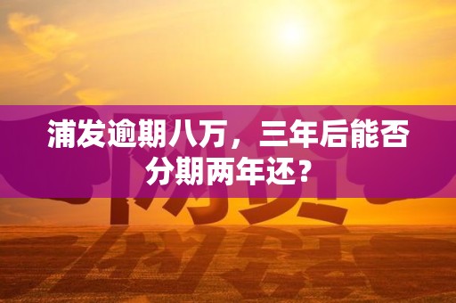 浦发逾期八万,三年后能否分期两年还? 浦发逾期八万,三年后能否分期两年还?