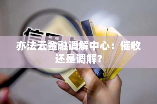 亦法云金融调解中心：催收还是调解？