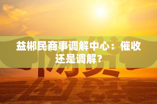 益郴民商事调解中心:催收还是调解? 益郴民商事调解中心:催收还是调解?