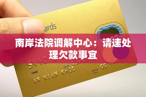 南岸法院调解中心:请速处理欠款事宜 南岸法院调解中心:请速处理欠款事宜