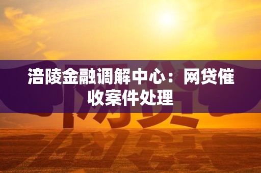 涪陵金融调解中心：网贷催收案件处理