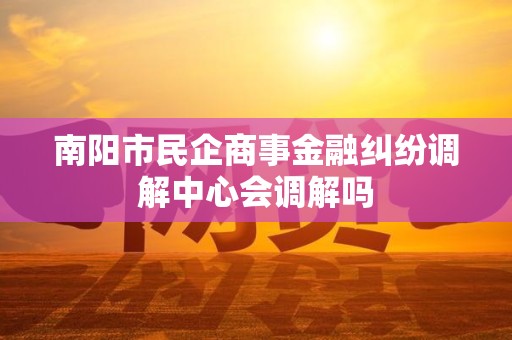 南阳市民企商事金融纠纷调解中心会调解吗