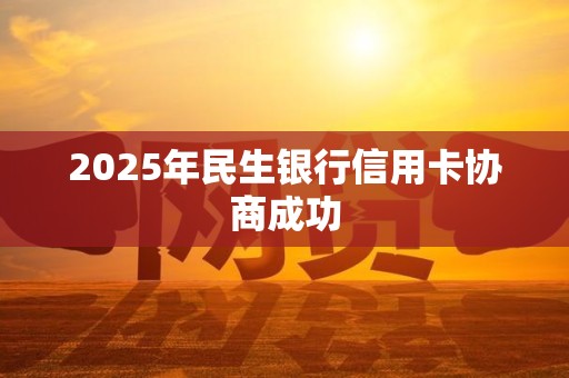 2025年民生银行信用卡协商成功 2025年民生银行信用卡协商成功