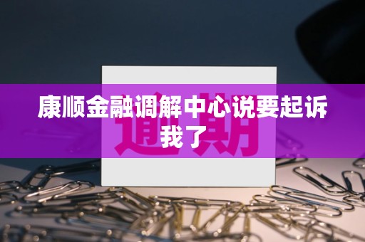 康顺金融调解中心说要起诉我了