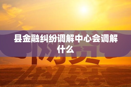 县金融纠纷调解中心会调解什么
