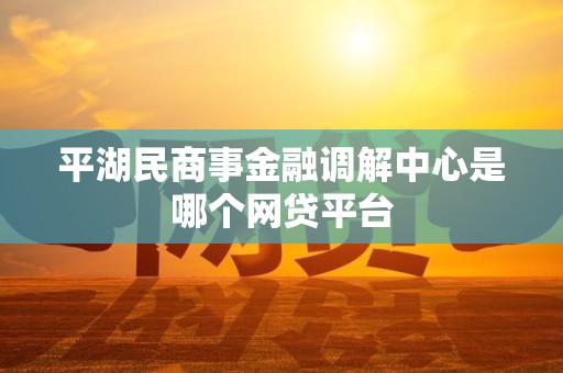 平湖民商事金融调解中心是哪个网贷平台 平湖民商事金融调解中心是哪个网贷平台