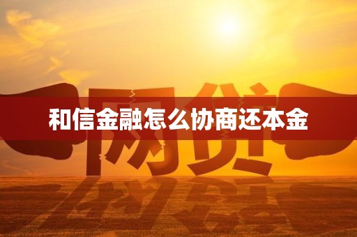 和信金融怎么协商还本金