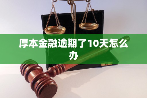 厚本金融逾期了10天怎么办 厚本金融逾期了10天怎么办