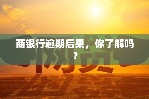 商银行逾期后果，你了解吗？