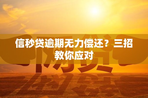 信秒贷逾期无力偿还？三招教你应对