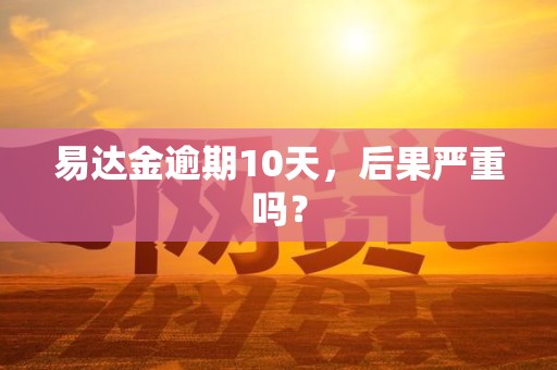 易达金逾期10天，后果严重吗？