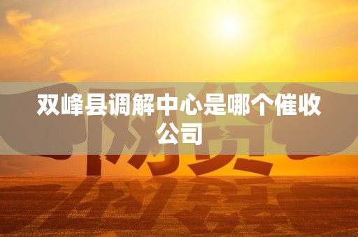双峰县调解中心是哪个催收公司 双峰县调解中心是哪个催收公司