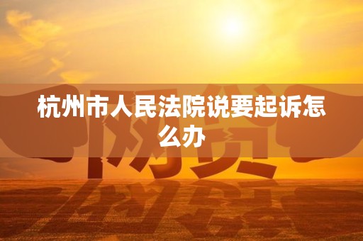 杭州市人民法院说要起诉怎么办