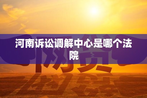 河南诉讼调解中心是哪个法院