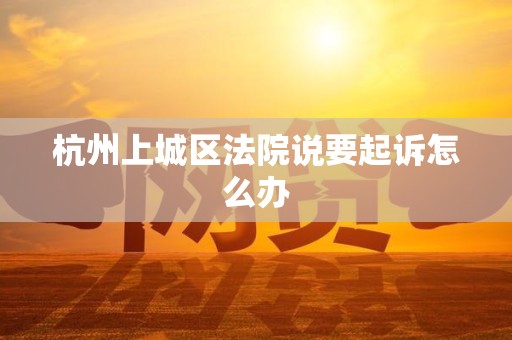 杭州上城区法院说要起诉怎么办