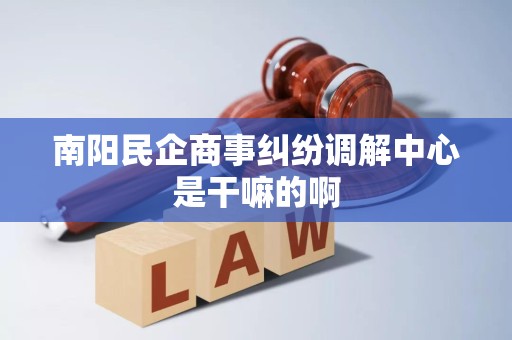南阳民企商事纠纷调解中心是干嘛的啊 南阳民企商事纠纷调解中心是干嘛的啊