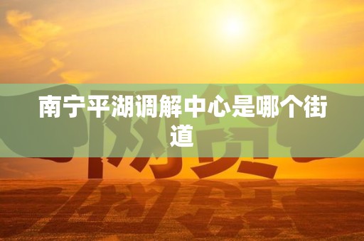 南宁平湖调解中心是哪个街道 南宁平湖调解中心是哪个街道