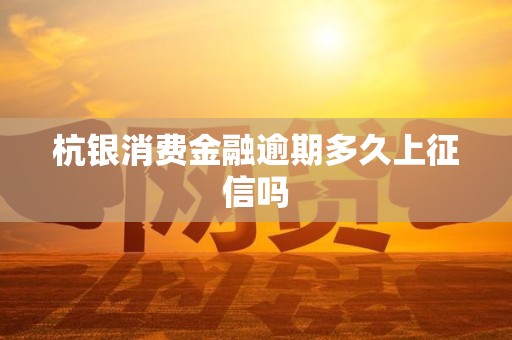 杭银消费金融逾期多久上征信吗