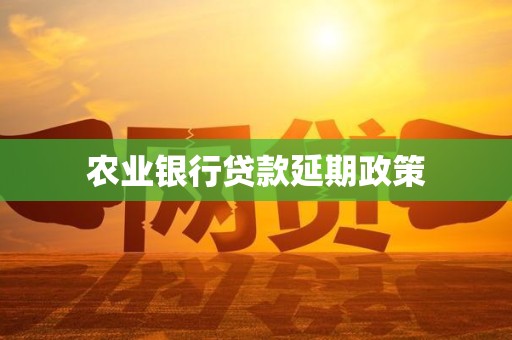 农业银行贷款延期政策