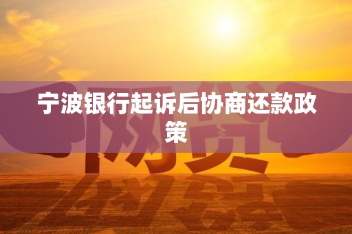 宁波银行起诉后协商还款政策