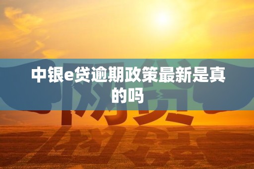 中银e贷逾期政策最新是真的吗