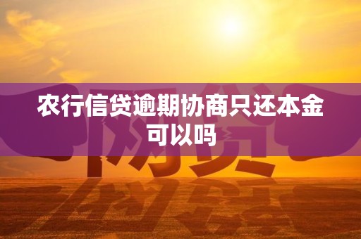 农行信贷逾期协商只还本金可以吗