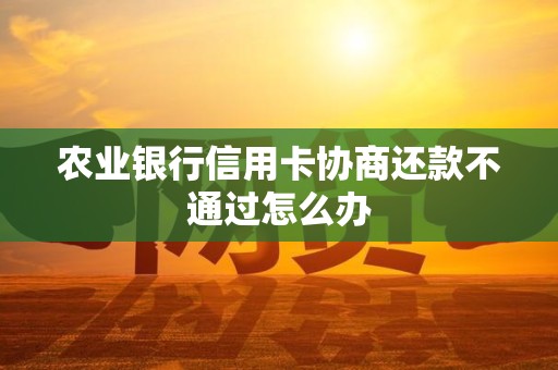 农业银行信用卡协商还款不通过怎么办 农业银行信用卡协商还款不通过怎么办