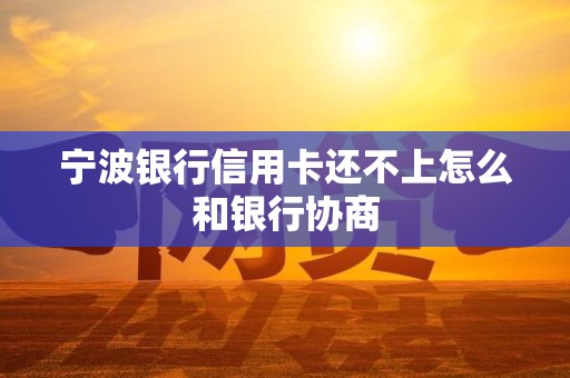 宁波银行信用卡还不上怎么和银行协商 宁波银行信用卡还不上怎么和银行协商