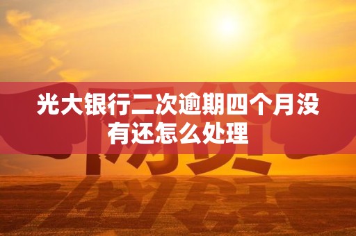 光大银行二次逾期四个月没有还怎么处理