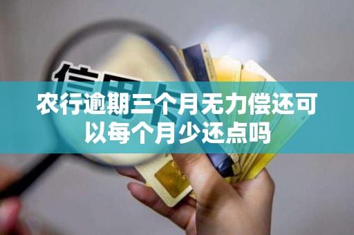 农行逾期三个月无力偿还可以每个月少还点吗 农行逾期三个月无力偿还可以每个月少还点吗