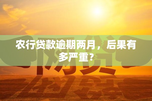 农行贷款逾期两月，后果有多严重？