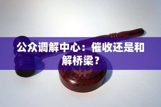 公众调解中心:催收还是和解桥梁? 公众调解中心:催收还是和解桥梁?